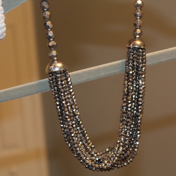 NWT - Talbots Shiny Gunmetal Statement Necklace - Picture 7 of 8